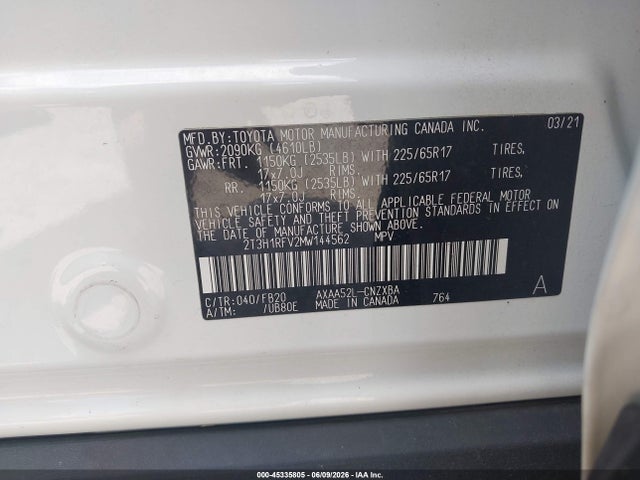 2021 TOYOTA RAV4 LE 9