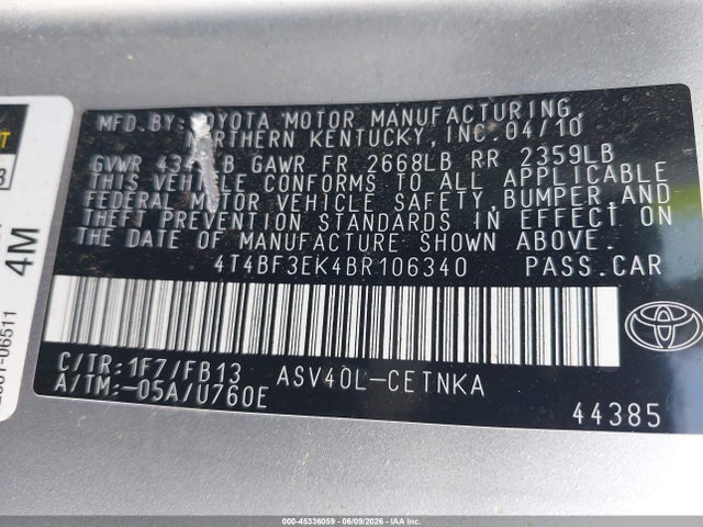 2011 Toyota CAMRY LE photo 9