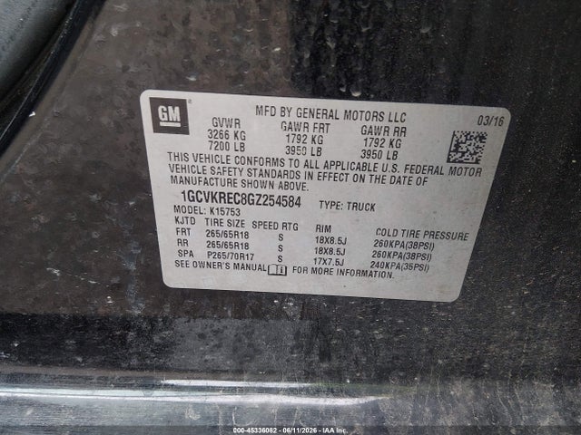 2016 Chevrolet SILVERADO 1500 2LT photo 9