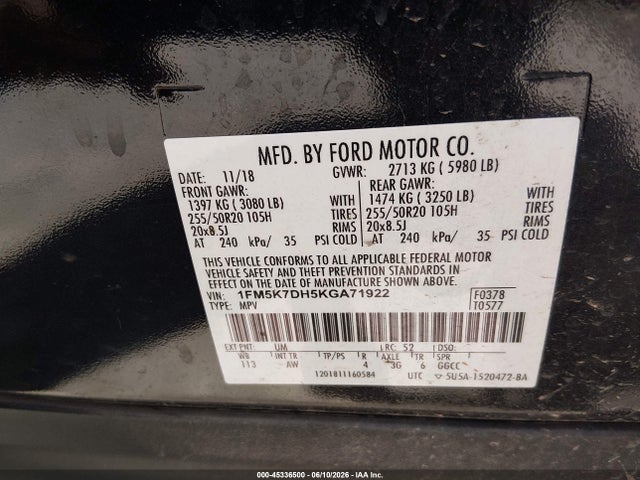 2019 FORD EXPLORER XLT 9