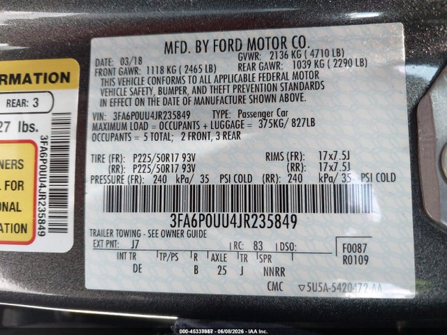 صورة 9 لـ 2018 FORD FUSION HYBRID S