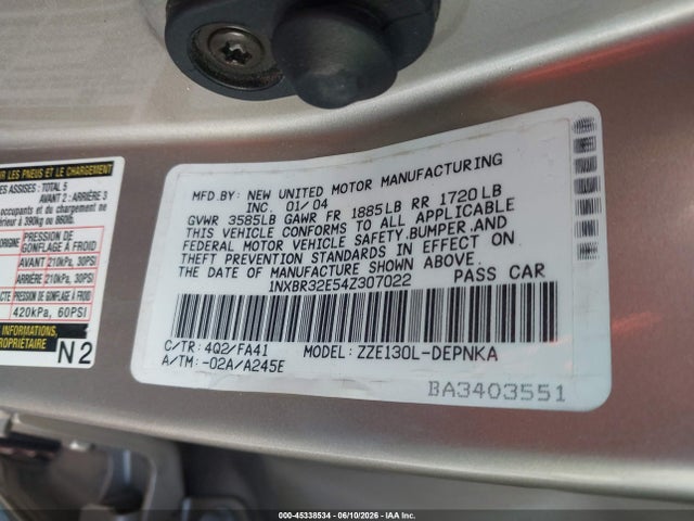 2004 Toyota COROLLA LE photo 9