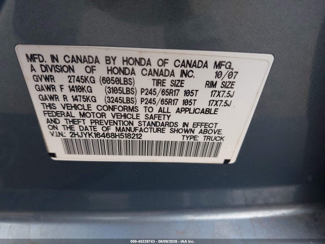 2008 Honda RIDGELINE RTS photo 9