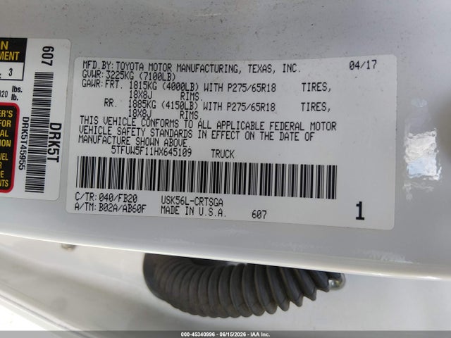 2017 Toyota TUNDRA SR5 5.7L V8 photo 9