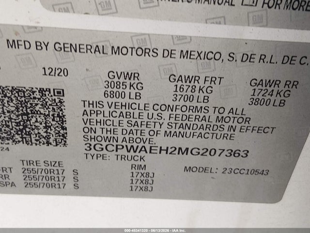 2021 Chevrolet SILVERADO 1500 2WD SHORT BED WT — фото 9