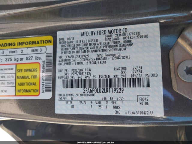 صورة 9 لـ 2020 FORD FUSION HYBRID SE