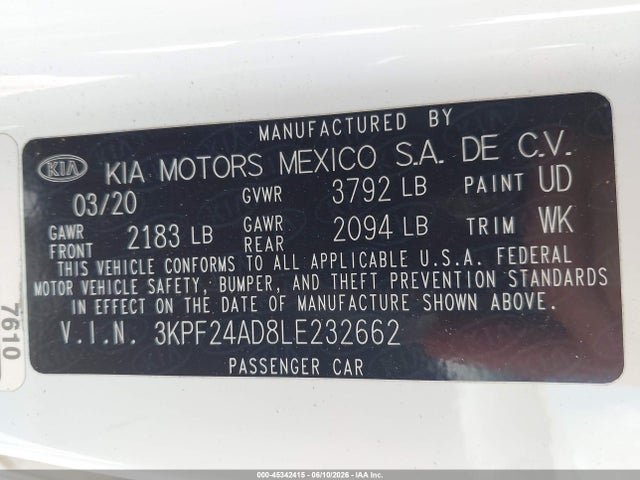 2020 KIA FORTE LXS photo 9