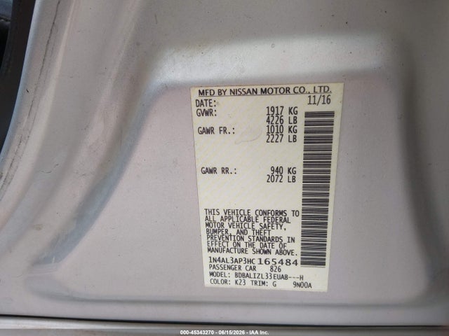 2017 Nissan ALTIMA 2.5 SV 照片 9