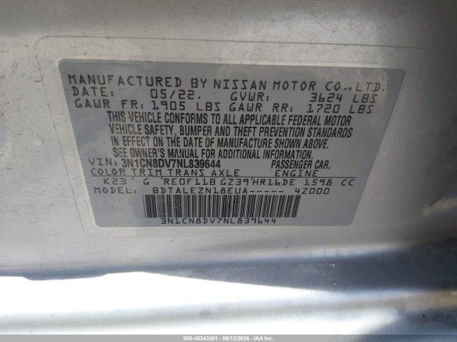 صورة 9 لـ 2022 Nissan VERSA 1.6 S XTRONIC CVT
