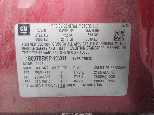 2015 Chevrolet COLORADO 4WD LT 照片 9