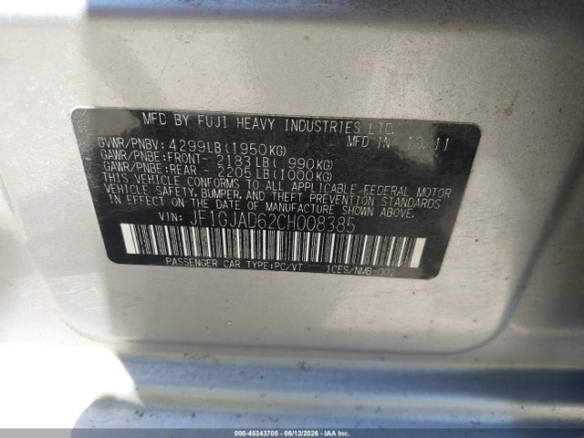 2012 Subaru IMPREZA 2.0I PREMIUM 照片 9