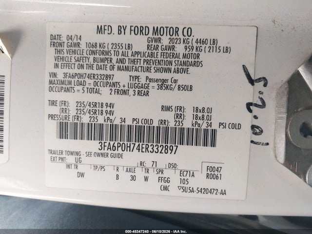 2014 FORD FUSION SE 照片 9