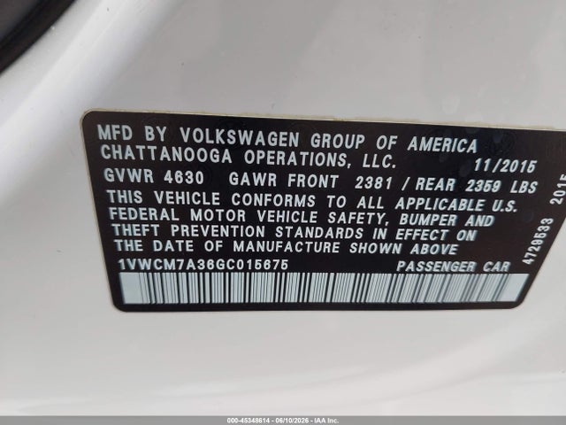 صورة 9 لـ 2016 Volkswagen PASSAT V6 SEL PREMIUM