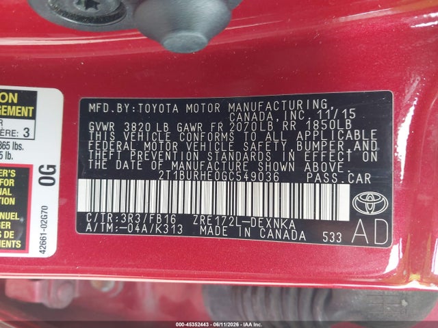 2016 Toyota COROLLA LE PLUS photo 9