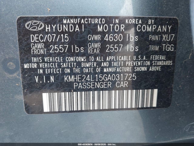 2016 Hyundai SONATA HYBRID SE — фото 9