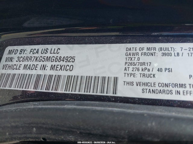 2021 RAM 1500 CLASSIC TRADESMAN 4X4 5'7 BOX — фото 9