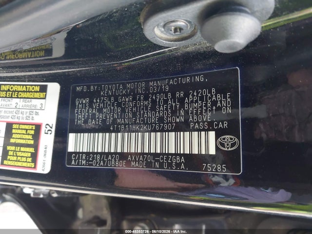 2019 Toyota CAMRY XLE 照片 9