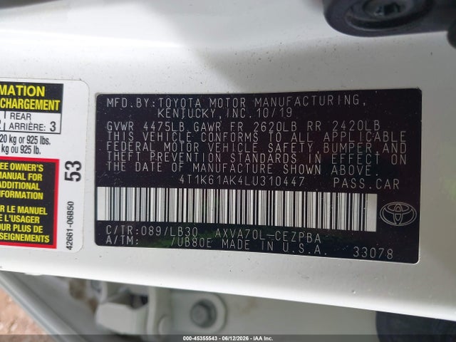 2020 Toyota CAMRY XSE photo 9