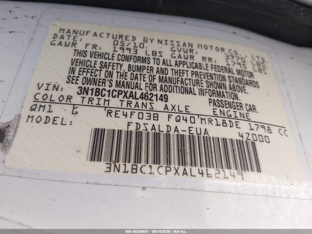 2010 Nissan VERSA 1.8S — фото 9
