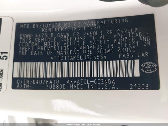 2020 Toyota CAMRY LE photo 9