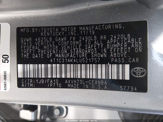 2020 Toyota CAMRY LE HYBRID photo 9