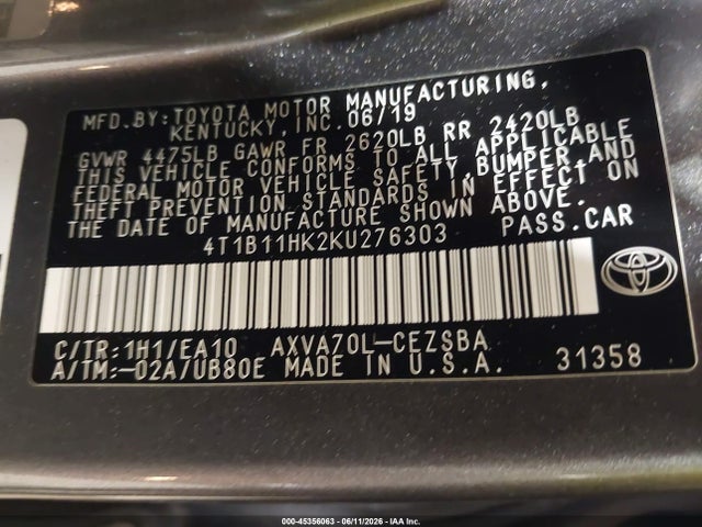 2019 TOYOTA CAMRY SE 9