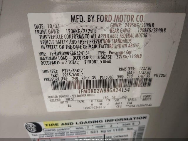 2008 FORD TAURUS X SEL 缩略图 9