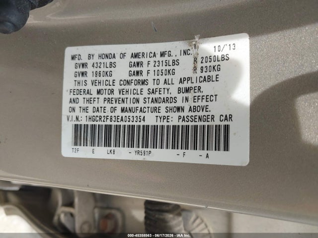 2014 Honda ACCORD EX-L 照片 9