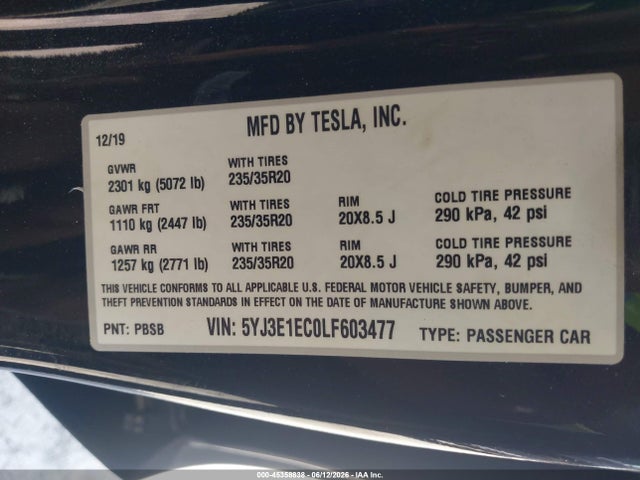صورة 9 لـ 2020 Tesla MODEL 3 PERFORMANCE DUAL MOTOR ALL-WHEEL DRIVE