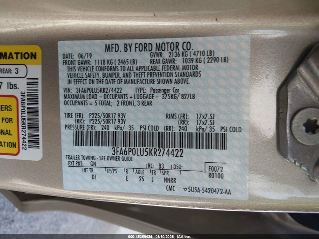 صورة 9 لـ 2019 FORD FUSION HYBRID SE