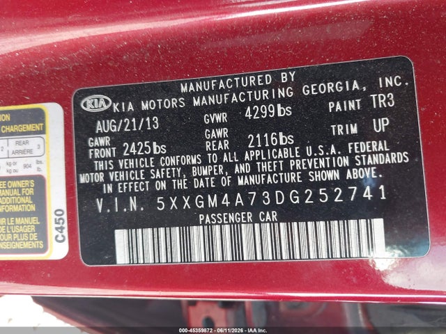 2013 KIA OPTIMA LX photo 9
