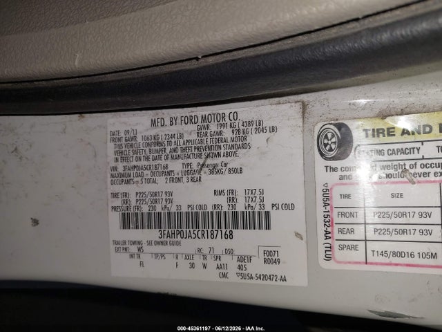 2012 FORD FUSION SEL photo 9