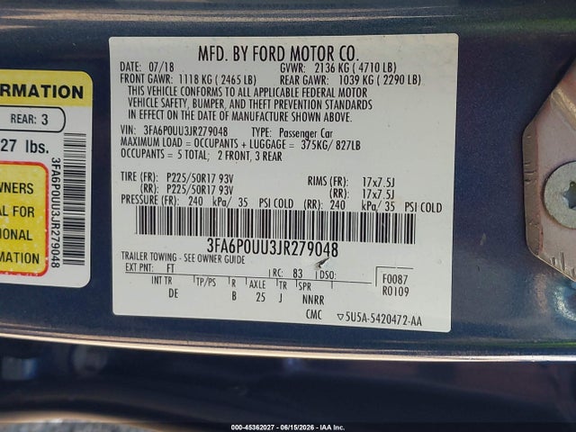 2018 FORD FUSION HYBRID S — фото 9