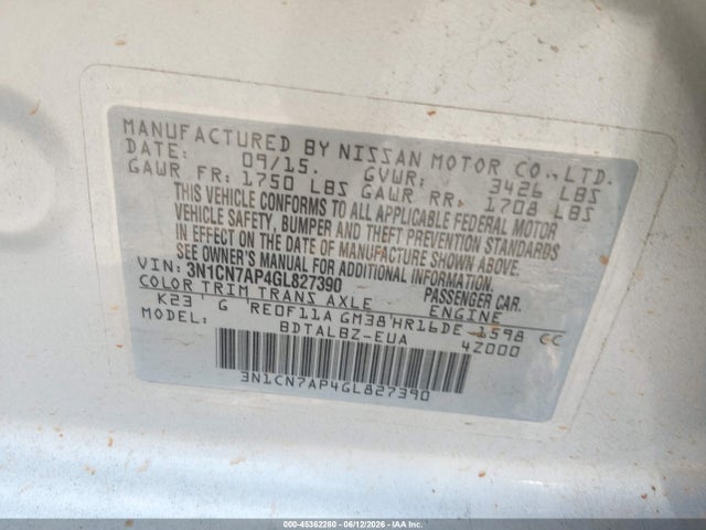 2016 Nissan VERSA 1.6 SV — фото 9