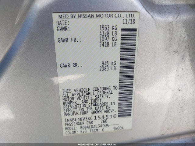 2019 Nissan ALTIMA 2.5 S 照片 9