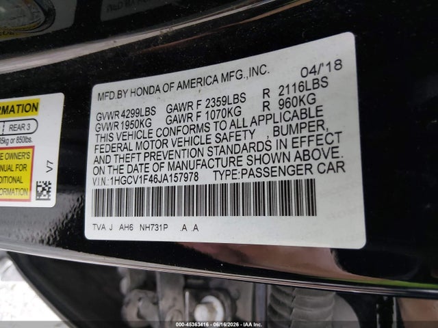 2018 Honda ACCORD EX photo 9