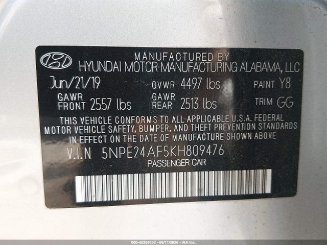 2019 Hyundai SONATA SE photo 9