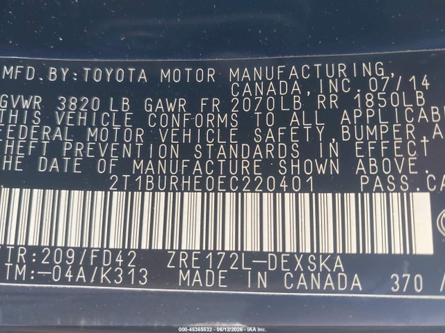 2014 Toyota COROLLA S PLUS photo 9