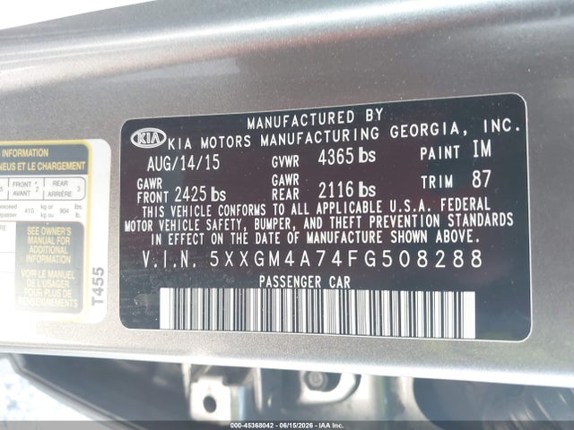 2015 KIA OPTIMA LX — фото 9