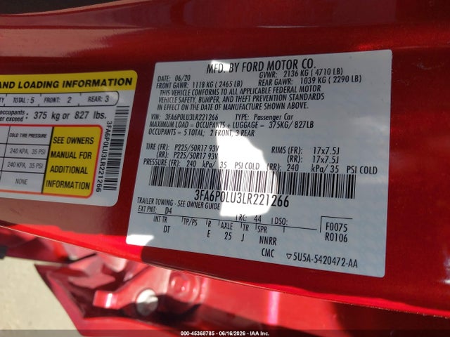 صورة 9 لـ 2020 FORD FUSION HYBRID SE