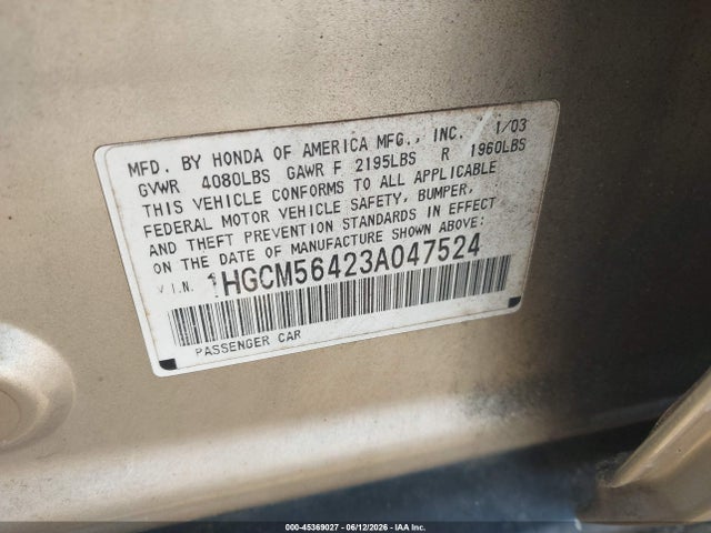 2003 Honda ACCORD 2.4 LX 照片 9
