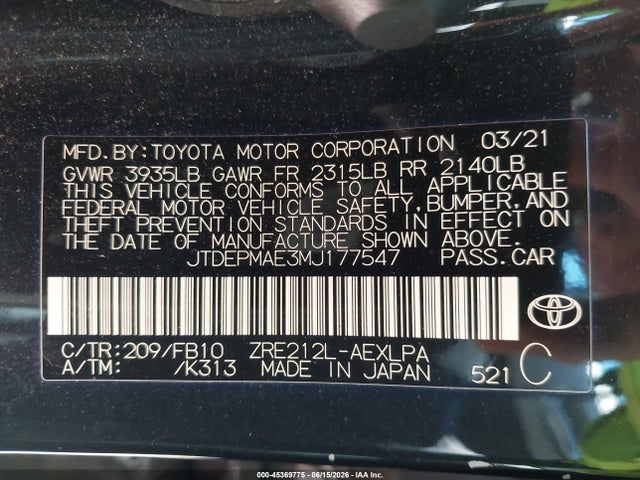 صورة 9 لـ 2021 Toyota COROLLA LE