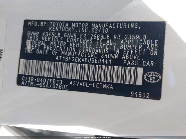2011 Toyota CAMRY LE photo 9
