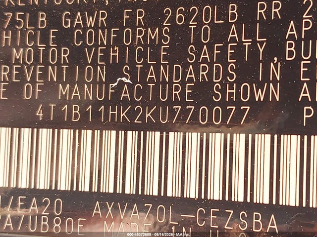 2019 Toyota CAMRY SE 照片 9