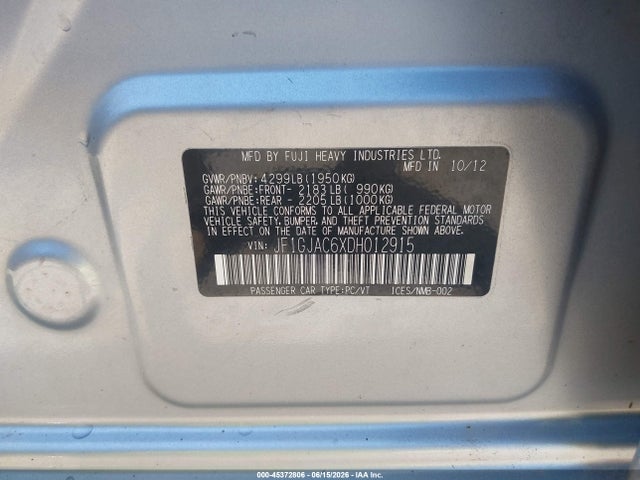 2013 Subaru IMPREZA 2.0I PREMIUM 照片 9