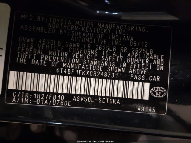 2012 Toyota CAMRY XLE 照片 9