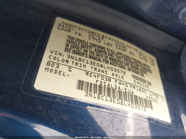 2008 Nissan VERSA 1.8 S photo 9