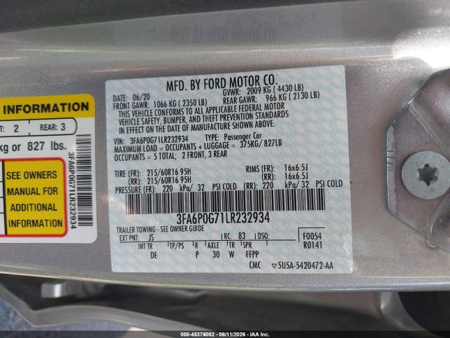 صورة 9 لـ 2020 FORD FUSION S