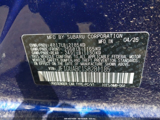 2025 Subaru IMPREZA BASE 5-DOOR 照片 9