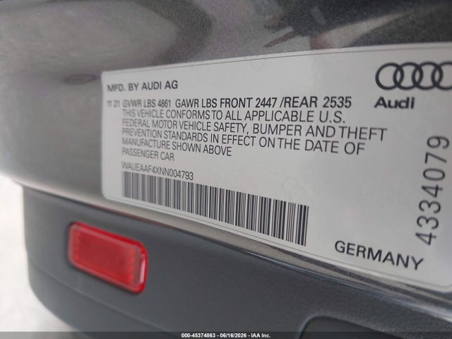 2022 AUDI A4 PREMIUM PLUS 45 TFSI S LINE QUATTRO S TRONIC — фото 9